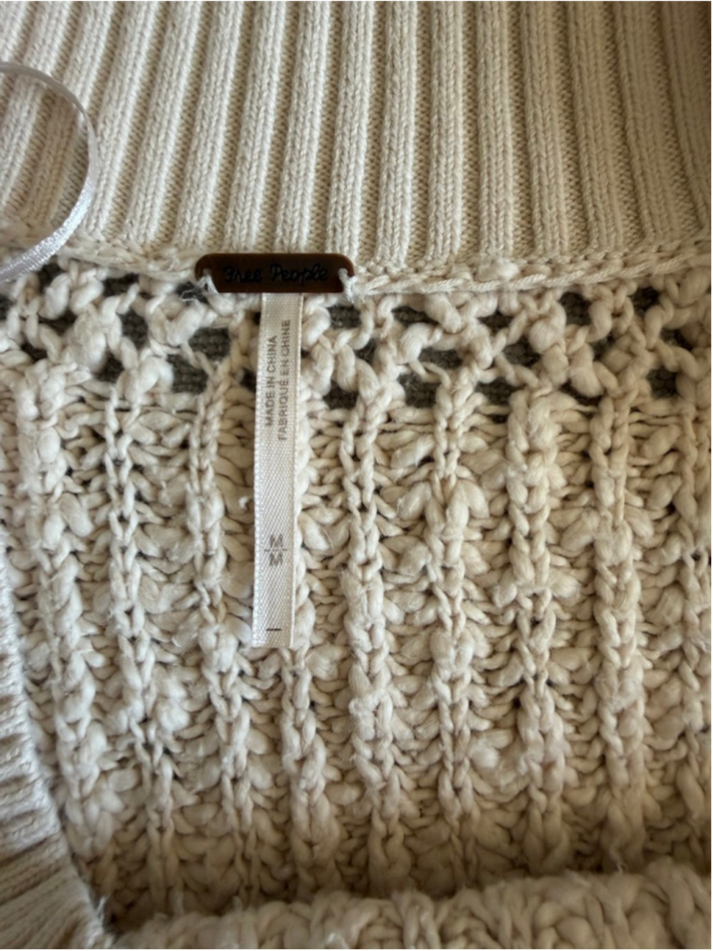 Free People Pandora Boatneck Sweater ivory chunky knit cropped women’s medium - Picture 4 of 10